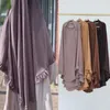 Etniska kläder ruffles Khimar Long Hijab Jazz Crepe Hijabs For Woman Muslim Headscarf Niqab Turkiet Ramadan Eid Full Cover Headwrap Prayer