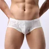 Underpants Men Lace Transparent Breathable Sexy Low Waist Boxer Shorts Male Solid Spandex Hombre Underwear