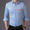 Designer-Herrenhemd, Business-Casual, langärmelig, elastisch, dehnbar, faltenfrei, formell, für Herren, Revers, Button-Down-Hemd, Oberteil für Herren