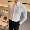 Koszule męskie jesienne sukienka z długim rękawem dla mężczyzn odzież 2024 Wszystkie dopasowanie Slim Fit Business Blouse Homme Formal Wear Tuxedo 5xl