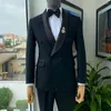 Costumes pour hommes Noir pour hommes Double boutonnage Style italien Veste formelle avec pantalon Slim Fit Mariage Tuxedo Groom Vêtements de mode 2024