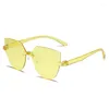 Sunglasses Ladies Cat Ear Frameless Jelly Transparent Retro All-in-one Ocean Piece Candy Color