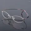 Zonnebrilmonturen Unisex Randloze Optische Brilmontuur Man Titanium Legering Ultralight Ovaal Recept Bijziendheid Brillen Vrouwen UV400