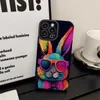 Leather Fashion Cool Colorful Rabbit Phone Case For iphone 15 14 13 12 11 Pro Max XS X XR 15 Plus Fashion Soft Black Back Cover 100pcs