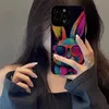 Funda de cuero para teléfono con conejo colorido, a la moda, para iphone 15, 14, 13, 12, 11 Pro Max, XS, X, XR, 15 Plus, funda trasera negra suave a la moda, 350 Uds.