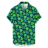 Men's Casual Shirts Mens Irish Festivals Short Sleeve Stylish Clover Full Print Lapel Button Blouse St. Day Festival Streetwear Hawaiian