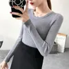 Maglioni da donna Primavera e autunno Slim Fit Abbigliamento interno Manica lunga Stile occidentale Maglione con fondo Top Girocollo invernale