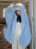 Women's Fur Coat Jacket 2024 Winter Short Hooded Bat Sleeves Loose Clothing