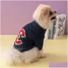 Vêtements pour chiens Marques classiques Vêtements de créateurs Hiver Chaud Pull pour animaux de compagnie Col roulé Manteau en tricot épais Chats Chiot Vêtements Drop Livraison Hom Dhjx2