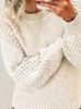 Suéteres de mujer Moda Mujer 2024 Otoño/Invierno Sólido O-Cuello Casual Commuter Knit Jersey de gran tamaño Tops de manga larga Ropa