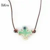 Boyute New 5sts Chinese Porcelain Ceramic Pendant Cross Halsband Kvinnor Etniska smycken Kvinnors tillbehör Independent Packing239C