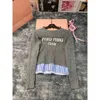 Camisetas de punto para mujer Mm Family Otoño/Invierno Top de punto falso de dos piezas con camisa de gasa con panel inferior de jacquard con letras simples para mujer