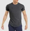 Ll camiseta masculina ao ar livre roupa de yoga dos homens secagem rápida suor-wicking esporte curto topo manga masculina para fitness 546