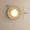 Wall Lamp Yellow Travertine Sconce Light Circular Glass With Switch Wabi Sabi Japanese Staircase Retro Medieval Homestay Bedhead