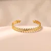 Bangle Allme Textured 18k Real Gold Plated Brass Metallic Leaves Bangles For Women Open Justerbara smycken