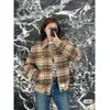 Kurtki męskie CE23 Autumn/Winter Cashmere Cashmere Plaid Jacket Smushed Baseball z modnym haftem literowym