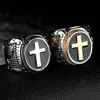 Wedding Rings Christian Holy Jesus Cross Unisex Prayer German Eagle Enamel Ring Templar For Women Men Stainless Steel Black Religi315N