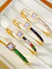 Bracelet de luxe Vintage coloré pierre précieuse ensemble de coquillages bracelet pour femme or accessoires en acier inoxydable Banquet