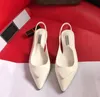 Sandalias de marca de lujo Zapatos de vestir de diseñador Mujer Tacón bajo Slingback Zapatos de tacón alto Sandalias planas de moda sexy Zapatos de vestir de fiesta de boda para mujer Sandalia