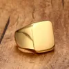 Hombres Club Pinky Signet Ring personalizado adornado banda de acero inoxidable Anillos clásicos tono dorado joyería masculina Bijoux253D