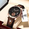 Relojes de pulsera Reloj POEDAGAR para hombre, moda superior, reloj de pulsera deportivo de lujo, resistente al agua, cuero luminoso, fecha, relojes de cuarzo, relojes masculinos