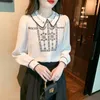 Women's Blouses Chiffon Embroidery Shirt Loose Vintage Fashion Spring/Summer Clothing Long Sleeves Women Tops YCMYUNYAN