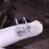 Boucles d'oreilles pendantes en argent Sterling 925, bijoux de luxe, mignon, en forme de T, zircone cubique, CZ éternité, crochet de boucle d'oreille de mariage pour femmes