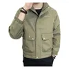 Men's Jackets Men Solid Color Coat Windproof Stand Collar Winter With Zipper Closure Pockets Smooth Long Sleeve For Fall