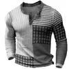 Men's T Shirts Cotton Shirt Graphic Color Block Print Henley Oversized Apparel Outdoor Casual Long Sleeve Men Button Up Clothing