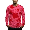 Men's T Shirts Valentine'S Day Clothing Knitwear Love Print Casual Fashion Long Sleeved Clothes For Men