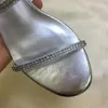 Sandálias de ouro mulheres verão rhiestone tornozelo envoltório elegante meados de saltos senhoras sapatos de luxo moda feminina mulher marcas