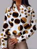女性用ブラウス快適でカジュアルな大型秋の冬の長袖ボタンカラーシングル胸シャツ