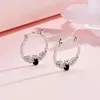 Boucles d'oreilles en forme d'animal chauve-souris, en cuivre plaqué argent, luxe, cristal noir, breloque à la mode, accessoires bijoux pour filles