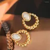 Orecchini pendenti UNICE Diamond Real 18K Solid Yellow Gold AU750 Twist Rop Hollow Rotondo Orecchino a goccia Donna Fine Jewelry Ins