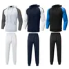 Tracksuits masculinos splicing hoodie conjunto quente luxo roupas esportivas 2 pçs impressão de alta qualidade marca masculina pulôver treino autum inverno