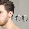 Boucles d'oreilles créoles gothiques en acier inoxydable, 1 pièce, cercle de Dragon pour hommes et femmes, Vintage Punk queue de paon, bijoux Hip Hop