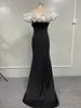 Повседневные платья Женское черное облегающее платье макси с русалкой для выпускного вечера Женское элегантное сексуальное лоскутное платье с открытыми плечами Белое вечернее платье с оборками