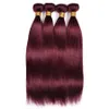 10-30inch Perurvian 100% Human Hair Extensions 99J Burgundy Color Straight Deep Wave Double Wefts Yirubeauty 3 Bundles