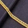 18K Real Gold Plated Gold Color Bracelet 크기 8mm 20cm 남성 보석류 전체 2064 대형 두꺼운 체인 뱅글