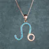 Hanger Kettingen Leuke Vrouwelijke Sterrenbeeld Leeuw Ketting Blauwe Opaal Steen Bruiloft Rose Goud Zilver Kleur Ketting Voor Women254u