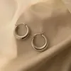 Brincos de argola 925 banhados a prata piercing formato oval brinco para mulheres meninas festa joias de casamento presente e199
