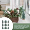 Décorations de Noël Arbre artificiel Pin givré avec base en bois 10cm Bureau de vacances pour la fête de Noël DIY Craft