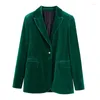 Abiti da donna 2024 Elegante velluto da donna Blazer Moda Abbigliamento da ufficio Bottoni a maniche lunghe Tasche Vintage Verde femminile Outfitt