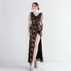 Casual Dresses Partysix Sequin V Neck Beading Evening Dress Sexy Slit Party Maxi Women Long Prom