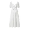 Party Dresses Puloru Fairycore White Flowy Long Dress Women's Back Bowknot A-Line Elegant Puff Short Sleeve V Neck Vestidos