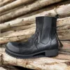 Retro Real Leather Hight Top Boots Boots Man Man Tusted Black Boots Fashion