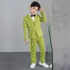 Conjuntos de roupas 4-16y crianças blazer ternos primavera outono meninos manga longa casaco calças 2pcs sólido magro desempenho vestido crianças roupas h98