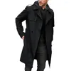 Heren Trenchcoats Slim Fit Heren Windjack Stijlvol Double-Breasted Lang Met Reverszakken Voor Herfst Winter Gordel