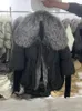 Lagabogy Cappotto invernale da donna imbottito Grande collo in vera pelliccia di volpe Spessore di lusso Parka Capispalla femminile 90% Piumino d'anatra bianca 231229