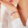 Braccialetti con ciondoli 4 pezzi regolabili in tessuto da baseball (corda rossa e bianca da calcio) uomo per donna